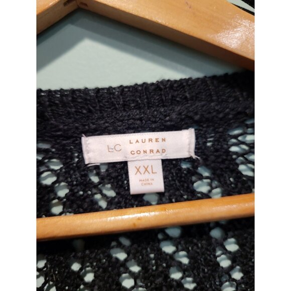 New LC Lauren Conrad Black Open Knit Open Cardigan Sweater 2X - Picture 5 of 9